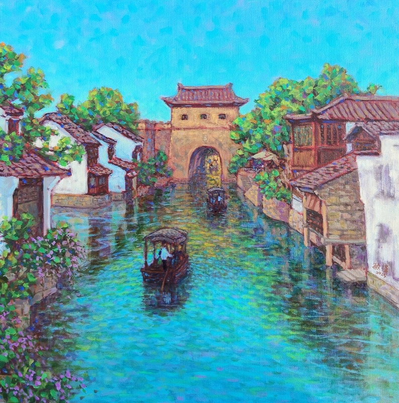 拱辰映碧，布面油畫，60x60公分，2025